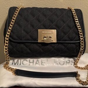 Michael Kors Black Quilted Shoulder Bag with Gold Chain